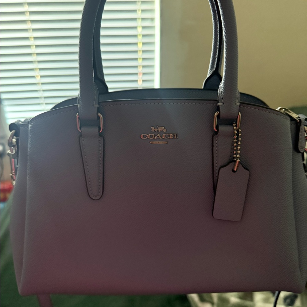 Coach Light Blue Leather Shoulder Bag with silver Accents - Picture 5 of 6